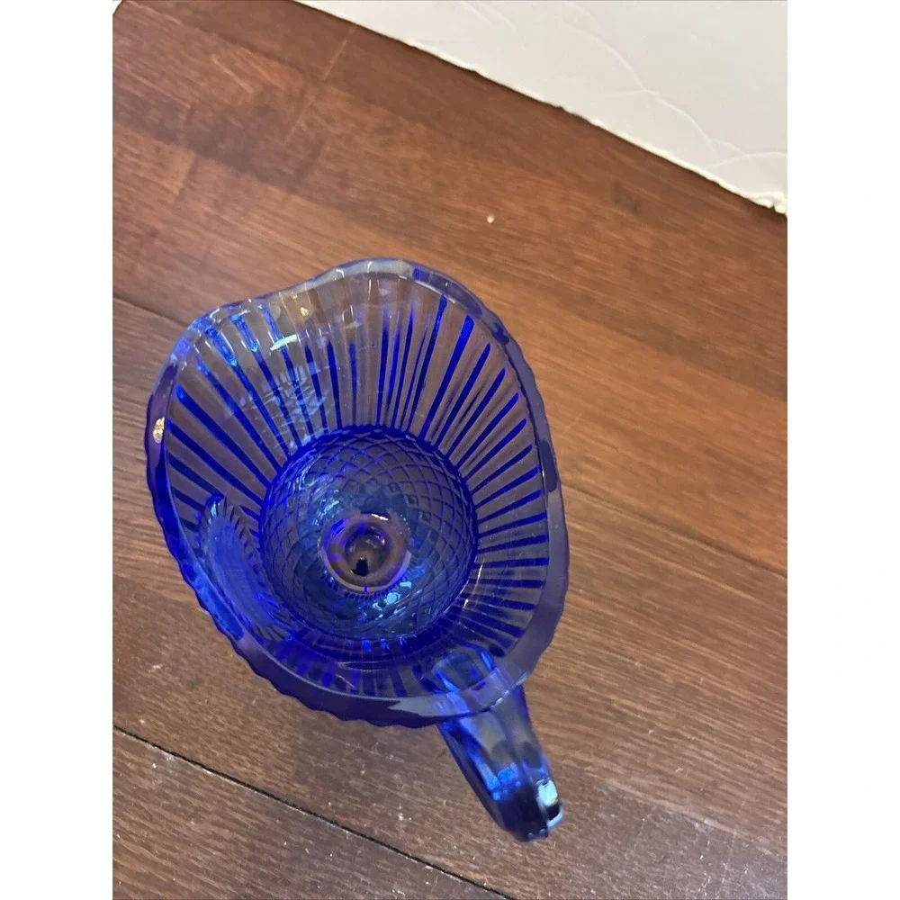Vintage AVON Cobalt Blue Small Glass Pitcher Old Mount Vernon‎ Fridgescaping